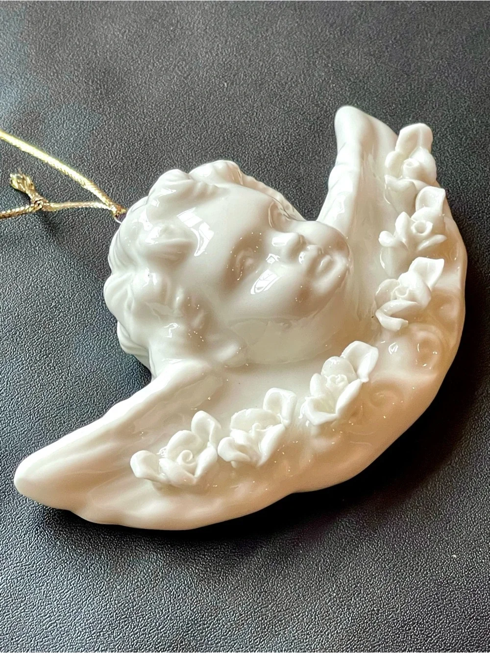 Set of 4 Cherub Ornaments-Glazed Porcelain